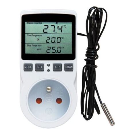 Prise thermostat numérique programmable – Plage de contrôle 20-60℃ – Précision ±1% – Sonde 1,8m pour serre et aquarium (1/5)