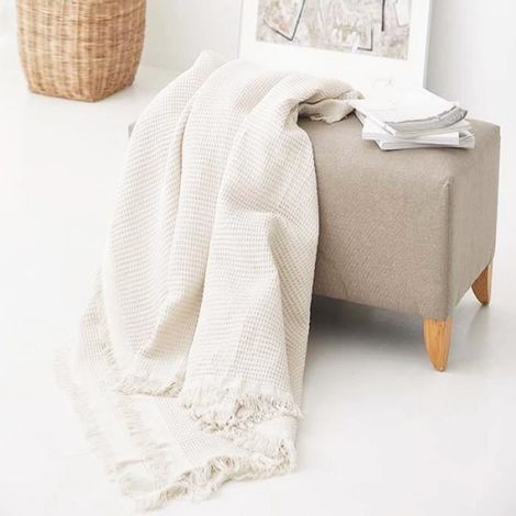 Jetés de canapé - - 130x180 cm - Polyester - Couleur blanche - Design contemporain (1/4)
