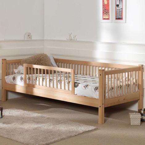 Lit banquette Forrest 90x200cm avec barrière - bois de hêtre