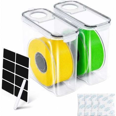 Randaco Boîtes pour filament 3D de 4 L, lot de 2/4/6/8 unités au choix, transparentes/noires, anti-humidité avec dessiccants