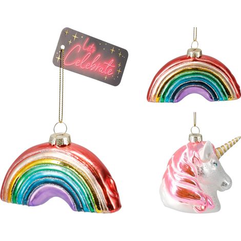 Decorazione pendente arcobaleno o unicorno modello assortito PERAGA CHRISTMAS