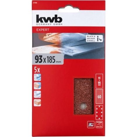 KWB Set 5 Schleifblätter für Schwingschleifer 93x186 mm Körnung 60 Klettbefestigung