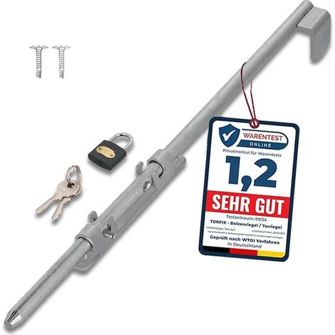 Verrou de portail fin galvanisé - 500 mm - Verrou de porte - Verrouillable avec cadenas et 2 vis auto-perceuses - Pour porte de jardin, portail, porte de garage, abri de jardin (1/5)