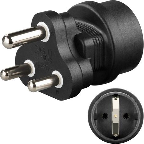 Adaptateur de voyage Europe vers Afrique du Sud, noir (1/2)