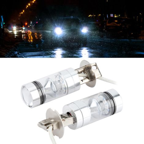 2x Ampoules LED H3 100W Bleu 6000K Kit Feux de Brouillard Auto Conduite (1/5)