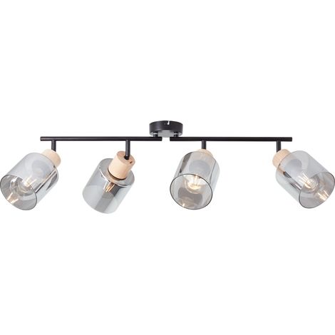 Brilliant Weald Spotrohr 4flg schwarz/rauch/holz Metall/Glas/Holz 4x A55, E27, 40 W, Geeignet für Normallampe (nicht enthalten)