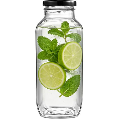 500ml 12pcs Glass Water Bottles with Metal Lids, Glass Juice Bottles, Reusable Juicing Bottles for Smoothie, Milk, Homemade Beverages, Hot Cold Drinks