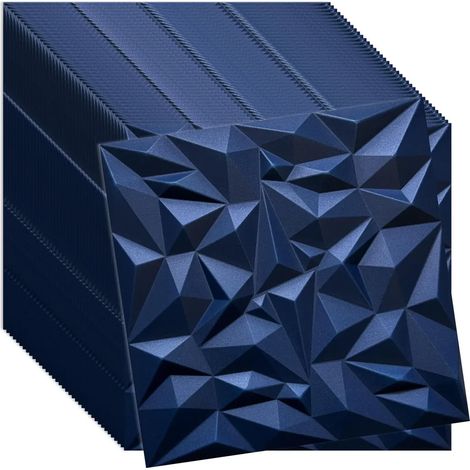 Panneaux muraux et plafond 3D bleu VERDICO 50x50 cm – polystyrène décoratif, lot 40 pièces (10 m²)