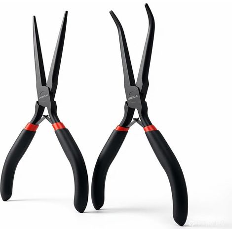 Ensemble de mini-pinces à becs fins de 15,24 cm, 2 pinces à bec recourbé à longue portée pour bijouterie, loisirs créatifs, réparation et enroulement de fil (1/5)
