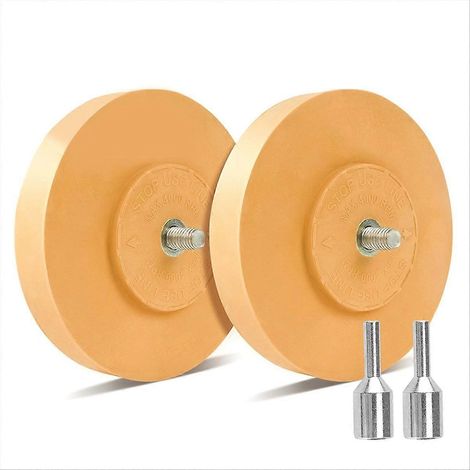 10 cm (4 Zoll) großes Rad zum Entfernen von Aufklebern und Klebstoffen, mit Adapter (2 Stück). (1/5)