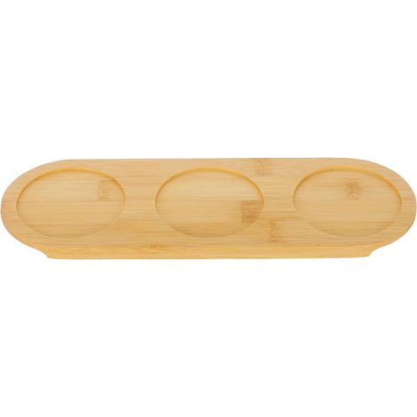 Plateau de Service Stabilité Améliorée en Bambou à 3 Trous Antidérapant pour Verres de Vol pour Fêtes à Domicile et Bars Ktv (1/5)
