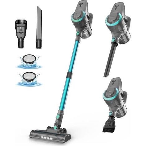 Aspirateur Balai sans fil, YISORA, N300, Vert, 20Kpa, 40 Mins d'Autonomie, 6-en-1 Aspirateur Léger pour Tapis, Sols Durs, Poils d'An