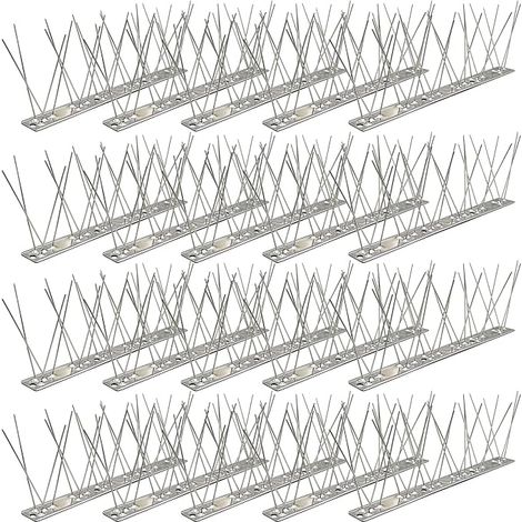 Pics Anti Pigeon INOX 5m 20 pcs à 25cm Kit Répulsif Oiseaux 304 avec 40 Vis 40 Colliers Balcon Gouttière Toit Fenêtre Contre Corbeaux (1/5)