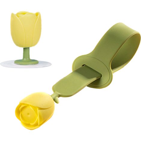 [Botón elevador de inodoro] Elevador de inodoro de silicona Tulip Celestial, asa para tapa que evita el contacto directo, 1 pieza – Decoración moderna para baño (1/5)