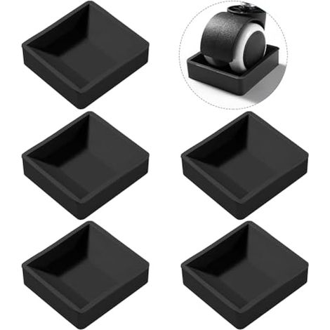Lot de 5 patins antidérapants en caoutchouc - 5,9 x 6,4 cm - Sol et roues de meubles - Noir