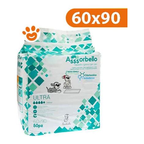 Ferribiella Assorbello Ultra
(60x90) Tappetini Igienici Assorbenti - Confezione 50 Tappetini - Tappetini Assorbenti