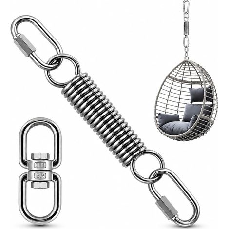Crochet de Ressort de Hamac, Il a 2 M10 Mousqueton de Fixation, 1 Ressort de Suspension, Accessoires de Balançoire De Chaise Extérieure (1/5)