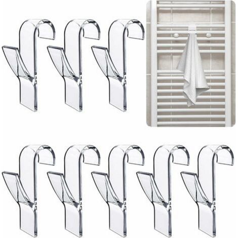 Crochet Radiateur Seche Serviette Crochets de Salle Bain Accroche Bains Bureau Placard 8 pcs (1/4)