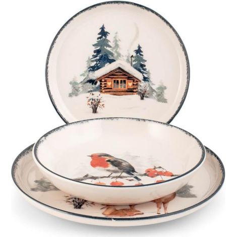 Servizio di Piatti da Tavola in Ceramica Nordic Frosty 18 Pezzi (1/3)