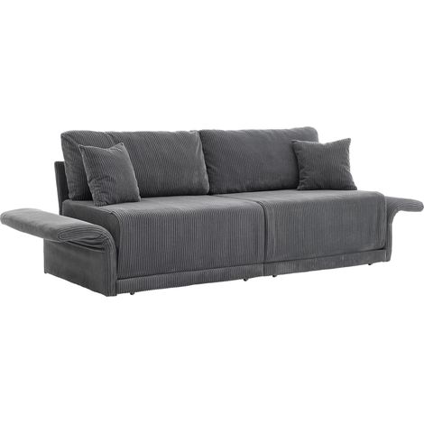 Sofá cama convertible de 2 plazas en pana gris, estilo moderno minimalista, 182 x 88 x 84 cm (1/5)