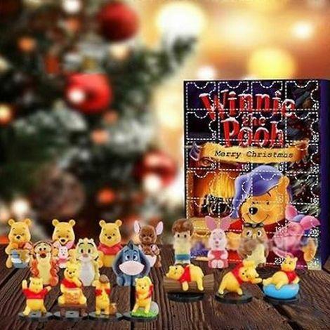 Calendrier de l'Avent 2024 Figurine Winnie l'Ourson Jouet Décoratif de Noël Lot de Collection
