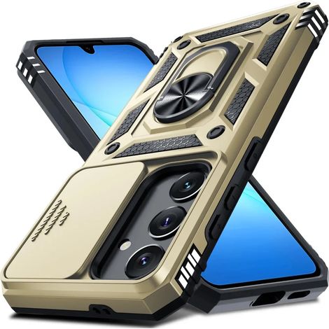 (Or, Galaxy S26 Plus) Étui de protection robuste pour Samsung, avec cache-appareil photo coulissant. (1/5)