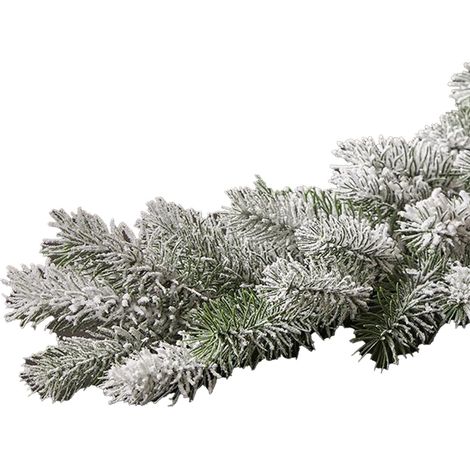 Festone con punte innevate di Pino ghirlanda decorativa color verde e bianco da 183 cm (1/2)
