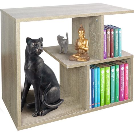 Libreria Tavolino Divano Design Moderno 5 Ripiani 60x30x50cm Casa Ufficio Beige