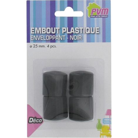 Punta envolvente de plástico de 25 mm de diámetro, 4 unidades – Negro