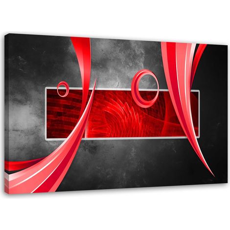 Tableau déco Abstrait Rouge Gris 60x40 (1/5)