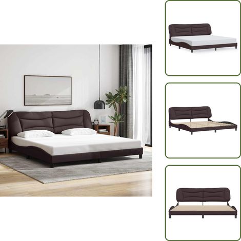 Cuscino testiera - vidaXL Giroletto senza Materasso Hvar Marrone Scuro 200x200 cm in Tessuto - Letto Hvar