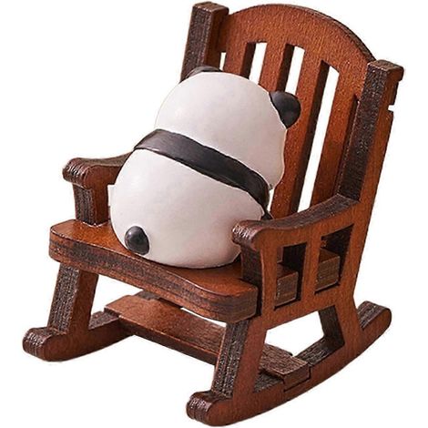 Figurine d'animal sur fauteuil à bascule, statuette mignonne, mini-décoration de bureau, sculpture miniature pour micro-paysage, cadeau de pendaison de crémaillère-Panda (1/5)