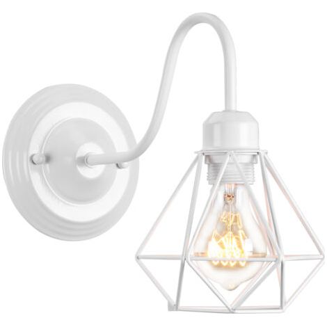 royaluxe- Applique Murale Rétro Antique (Blanc) Applique Cage En Métal Applique Murale D'Intérieur Lampe Murale Vintage (1/5)