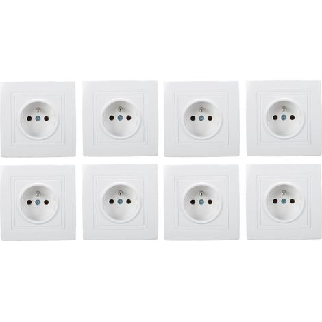 Set di 8 prese di corrente CA da 16 A / tensione nominale 220 V, con placca frontale rimovibile, prese a muro per casa, ufficio e hotel. (1/5)