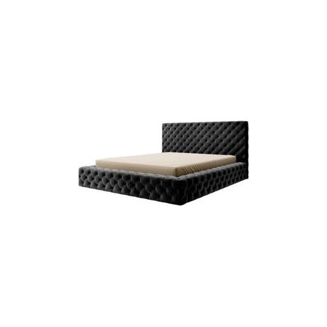 Lit coffre Prince prestige – Élégance du tissu capitonné-Noir-140x200 (1/5)