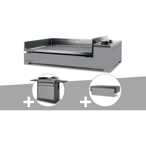 Plancha gaz Premium 60 acier avec chariot et couvercle - Forge Adour