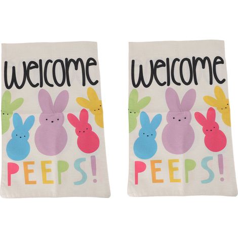 2 pièces drapeau de jardin de pâques Polyester résistant aux intempéries 2 côtés décoratif lapin cour pour Patio terrasse HYQ71 9 (1/5)