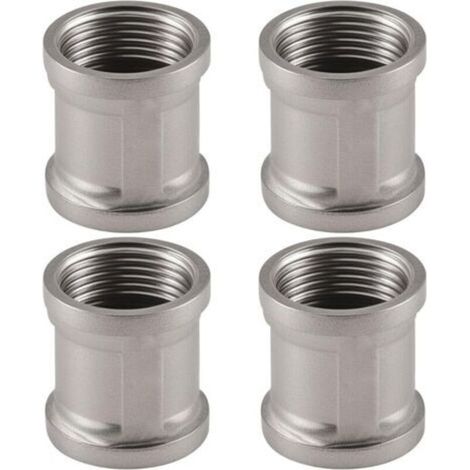 4 Stück Edelstahl-Kupplung, 1/2 Zoll IG/IG Doppelnippel, 1/2 Zoll Innengewinde, DN15-Adapter, für Rohrverschraubung (1/5)