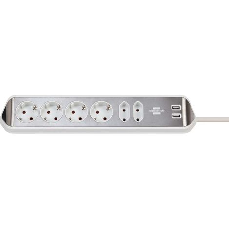Brennenstuhl estilo multiprise argent et blanc 6 sorties USB (1/5)