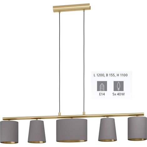 Lampadario A Sospensione Moderno Almeida 2 Acciaio Ottone Cappuccino 5 Luci E14 (1/3)