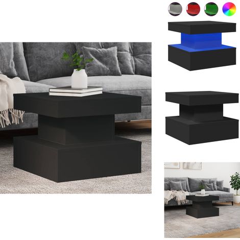 The Living Store Couchtisch mit LED-Leuchten Schwarz 50x50x40 cm - LED Beleuchtung (1/5)