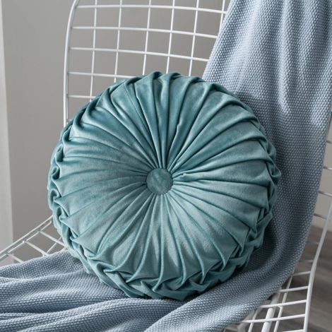Coussin Rond - Velours - 35 cm de Diamètre - Hauteur 8 cm - Décoratif Sol Canapé Bureau - 1 Pièce (1/5)