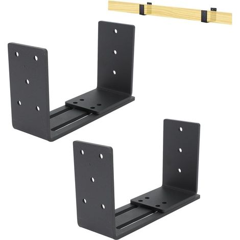 Lot 2 Supports de barre de sécurité, Acier carbone 4mm, Réglable 7.5-19cm, Pour porte garage et cave (1/4)