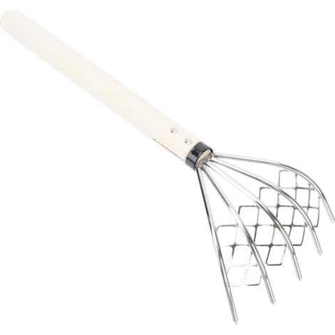 Râteau à 5 Griffes en Acier Inoxydable avec Manche, 1 Pièce Outil de Fouille de Coquillages, Argenté, Bois, pour Jardin et Pêche de Palourdes (1/5)