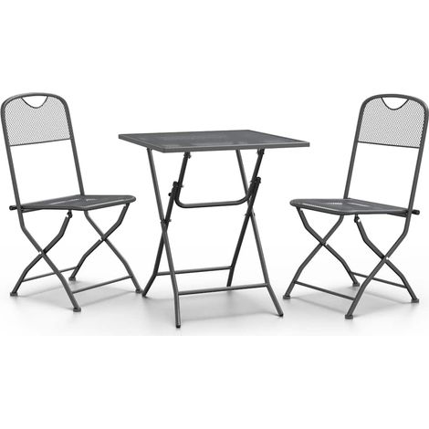 Maison Exclusive - 3-tlg. Garten-Essgruppe Streckmetall Anthrazit (1/5)