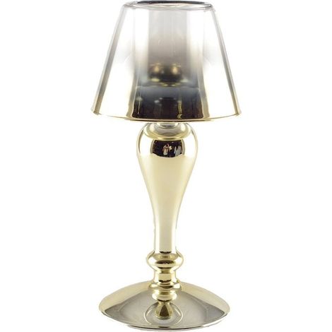 Bougeoir sur Pied en Verre Doré Chandelier Décoratif pour Table et Salon 12,5x12,15x25 cm - PANGIVO (1/3)