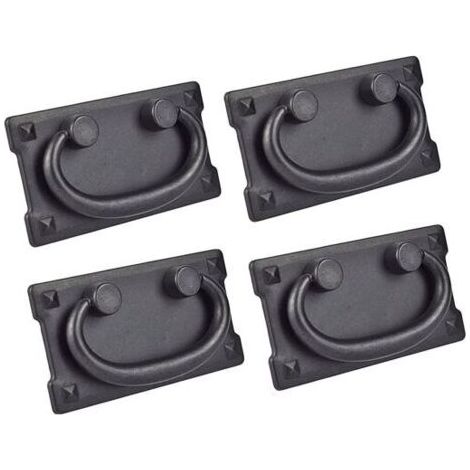 4er Set Vintage Antik Schubladengriffe mit 52 x 96 mm (Schwarz) FLITI