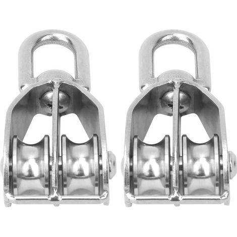 2 pièces 304 acier inoxydable M20 poulie fixe Double roue réa de levage (1/5)
