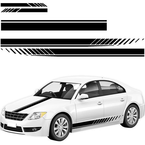 Lot de 5 autocollants à rayures pour capot de voiture, autocollants de course pour côté carrosserie de voiture, autocollants avec raclettes, autocollants universels à rayures modifiées, décoration (1/5)