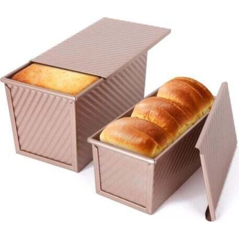 Set de 2 Moules à Pain Professionnels en Acier Carbone, 21X11.5X11CM, 19X9.5X8CM Revêtement Antiadhérent, Rectangulaire Moule a Brioche, Adapté à La Cuisson du Pain, Des Toasts,etc. (1/5)
